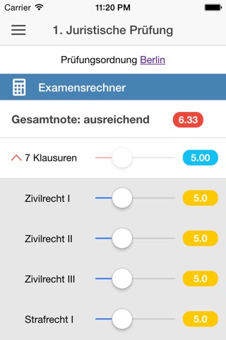 Jurix Jura Examensrechner screenshot 2