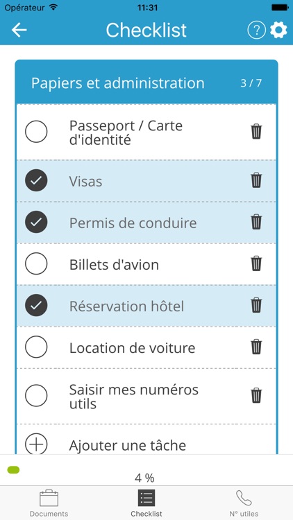 Porte documents et checklist de voyage