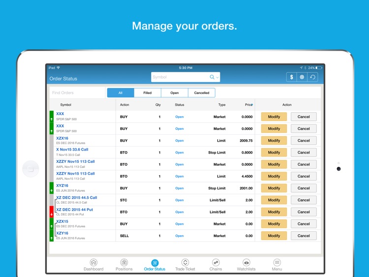 optionsXpress for iPad