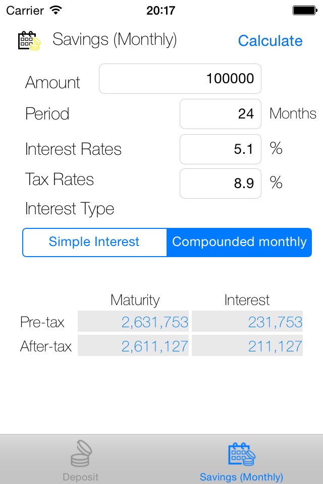 Interest Calculator (deposits) screenshot 2