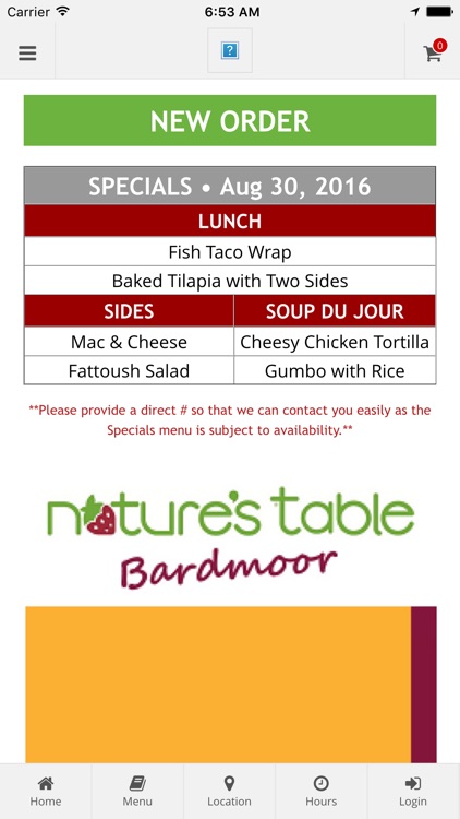 Nature's Table Bardmoor Online Ordering