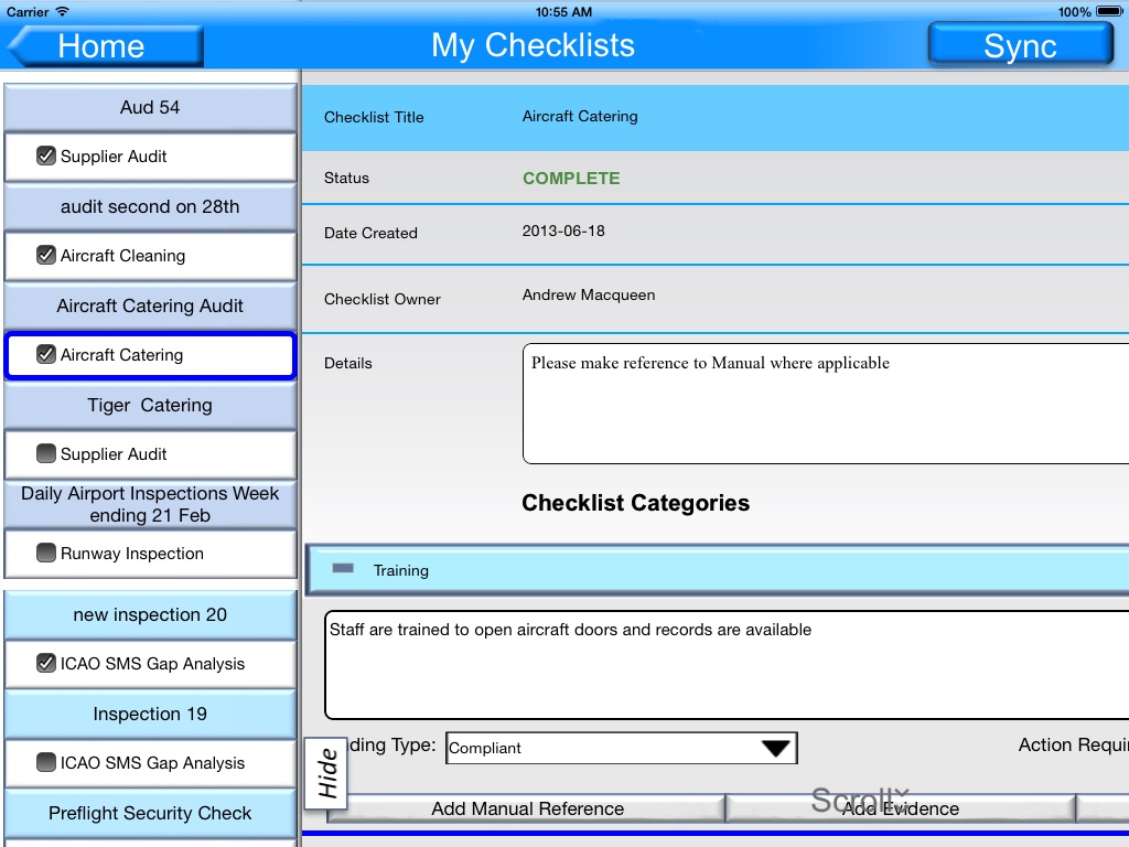SERA Checklist screenshot 3