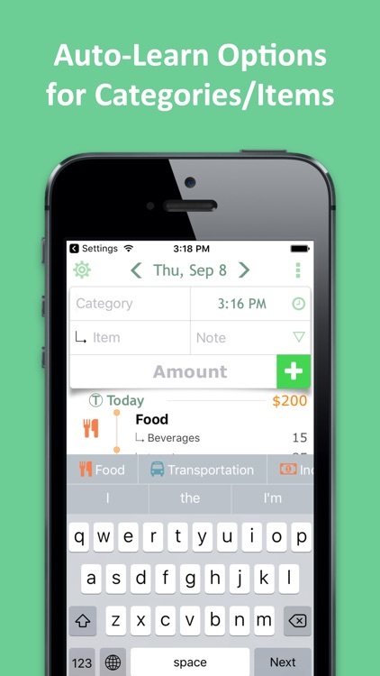 1SecMoney - record expenses directly from Widget