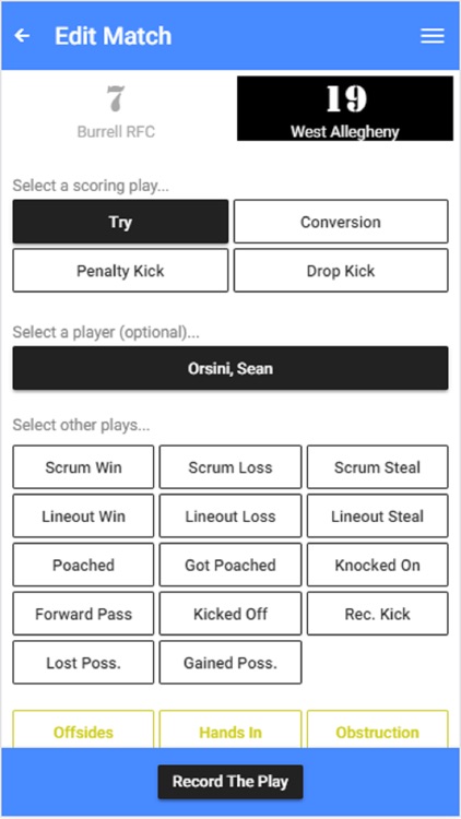 TryRugby Scoring