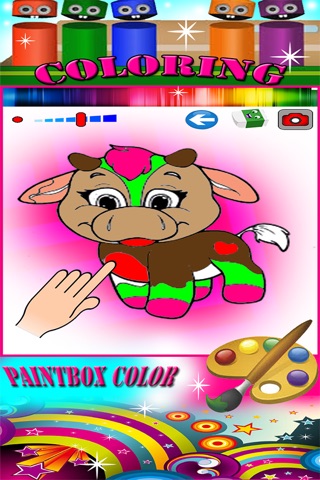 Coloring Fun kids coloring book paintbox Cow Chicken games free Edition screenshot 2