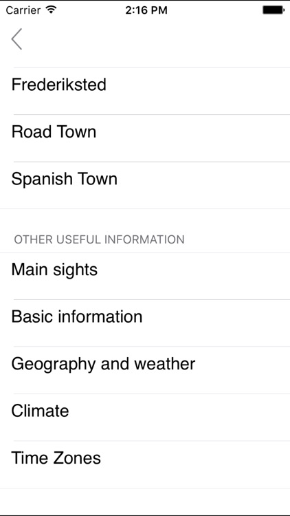 Virgin Islands. Road map.