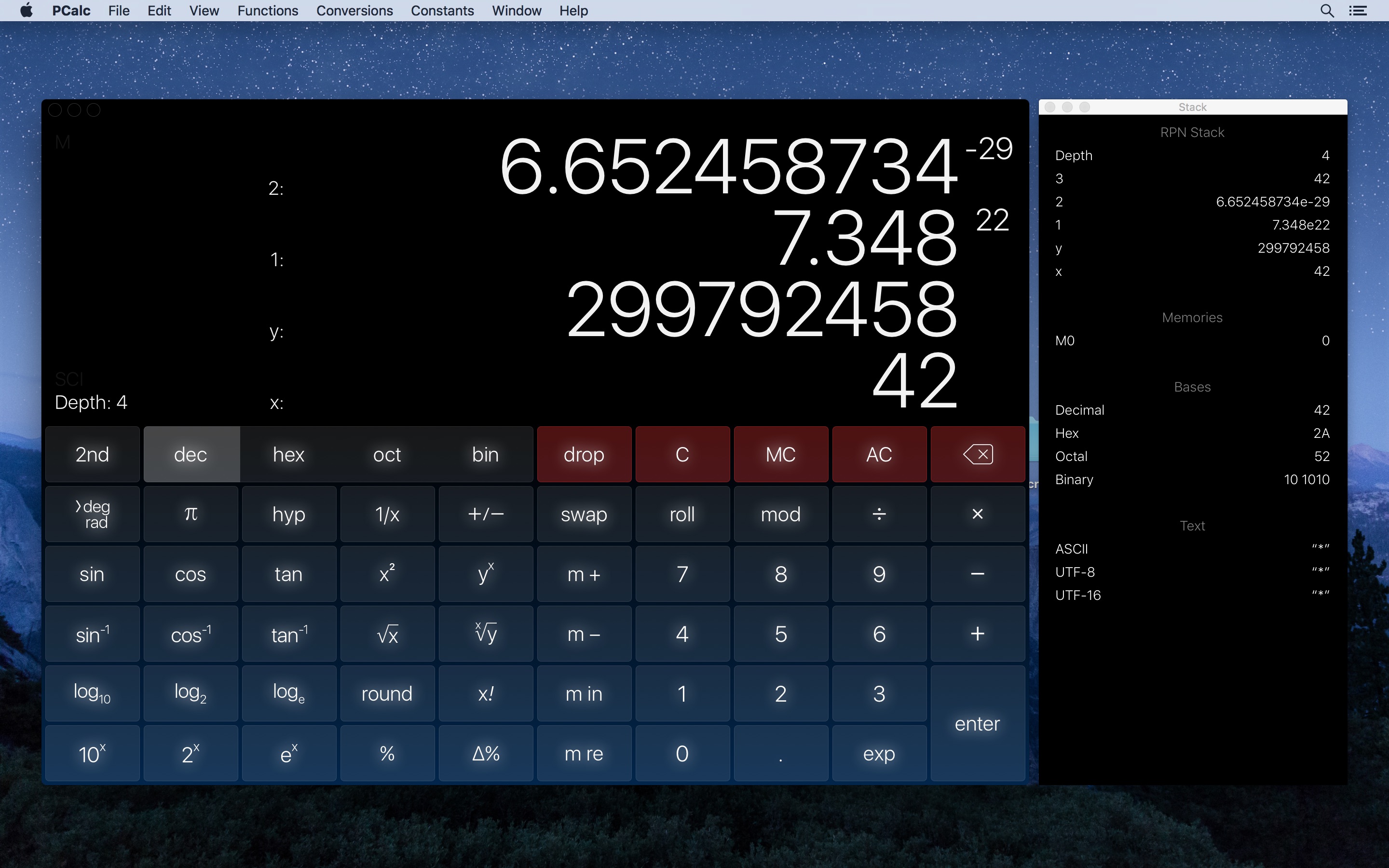 Screenshot do app PCalc