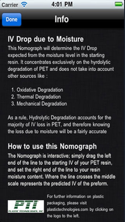 P.E.T. Hydrolytic Degradation Nomograph