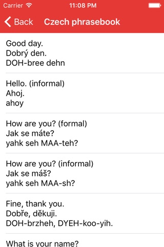 Czech phrasebook screenshot 3