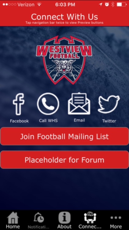 Westview Football app