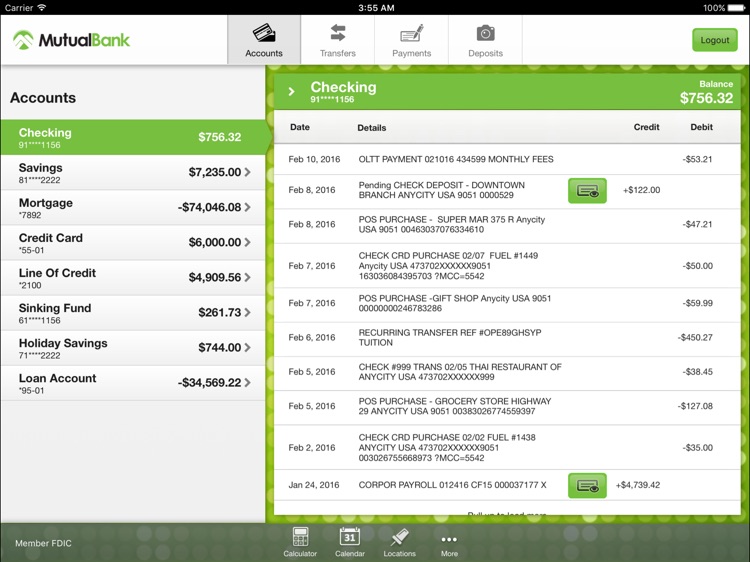 MutualBank for iPad