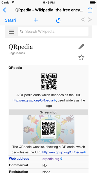 QRpedia screenshot 2