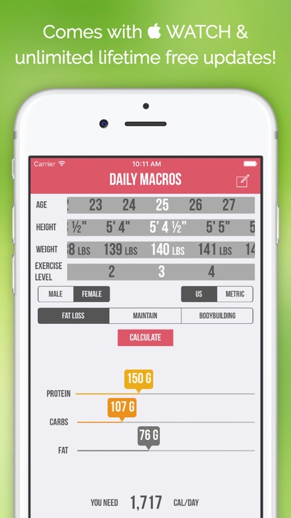 Daily Macros - Harris Benedict Formula Based Carb, Protein, Fat Macronutrient ratios and Calorie Calculator screenshot-4