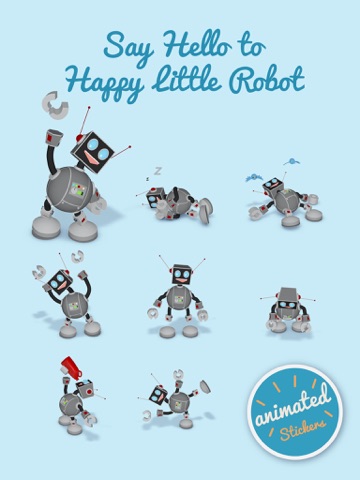 Happy Little Robot 3D Stickers screenshot 2