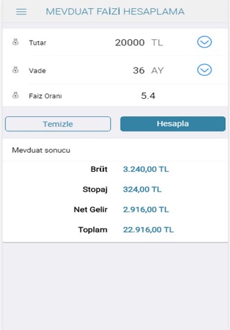 Finansal Hesap Makinesi screenshot 4