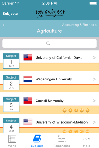 QS World University Rankings screenshot 2