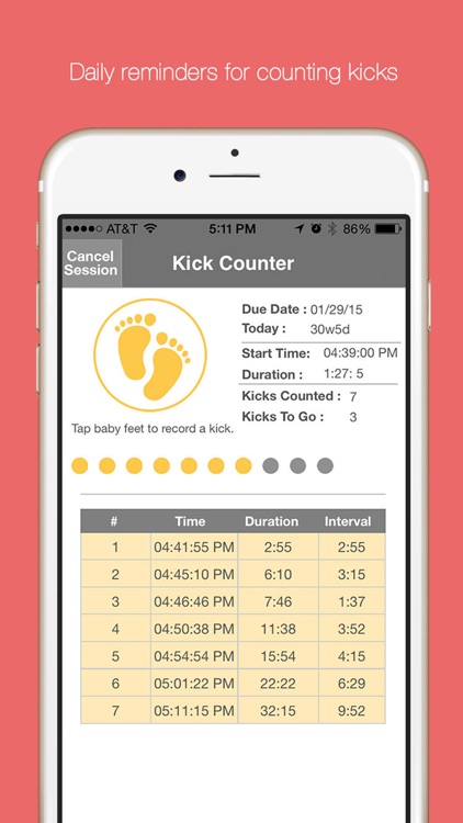 Baby Kick Counter & Monitor - Fetal movement and pregnancy tracker.