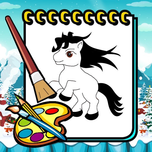 Princess Pony Drawing Coloring Book Kids Game Icon