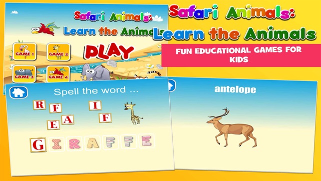 Safari Animals Preschool First Word Lear