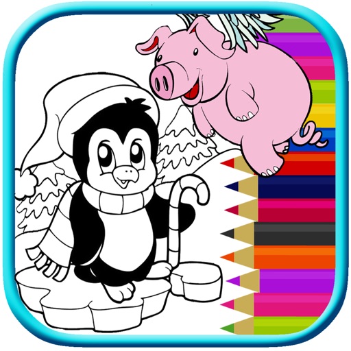 Pig Charmer And Pengiun Coloring Book Game Kids iOS App