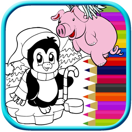 Pig Charmer And Pengiun Coloring Book Game Kids Icon