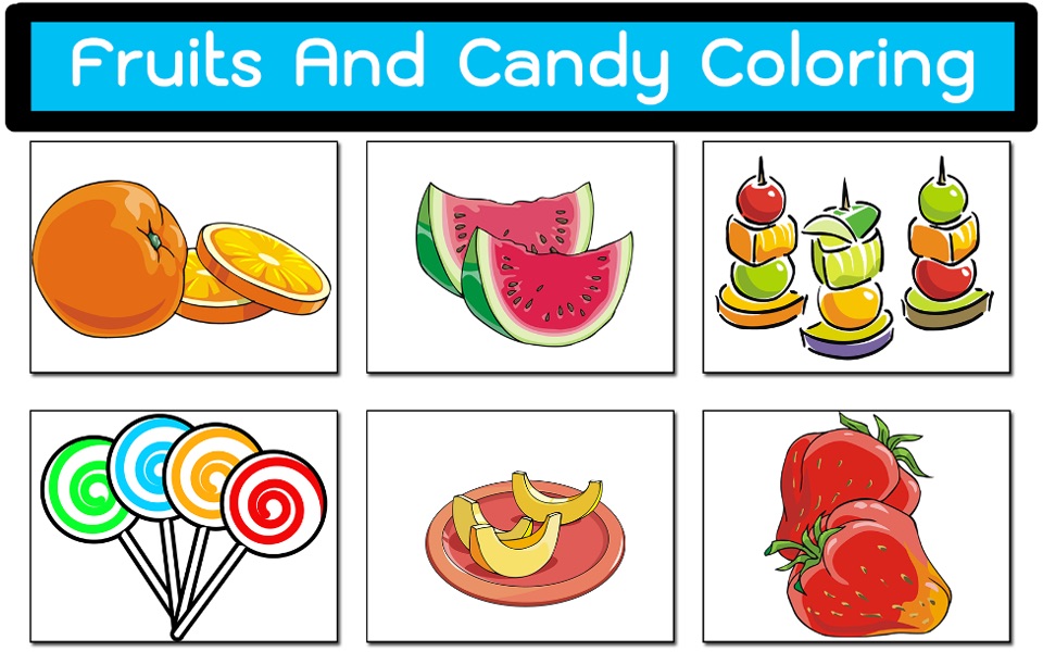 Candy And Fruits Coloring Pages And Drawing Book screenshot 2