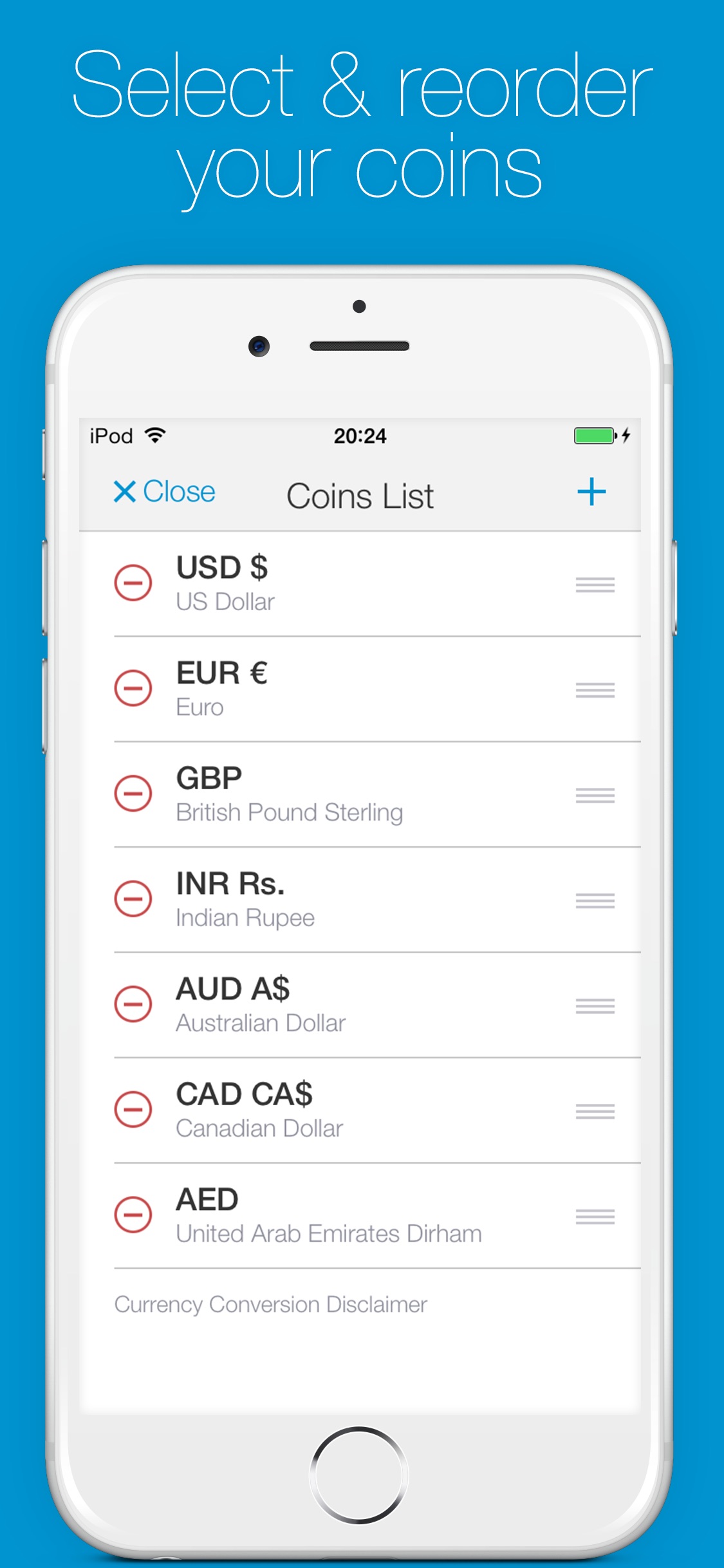 Screenshot do app Change - Currency Converter