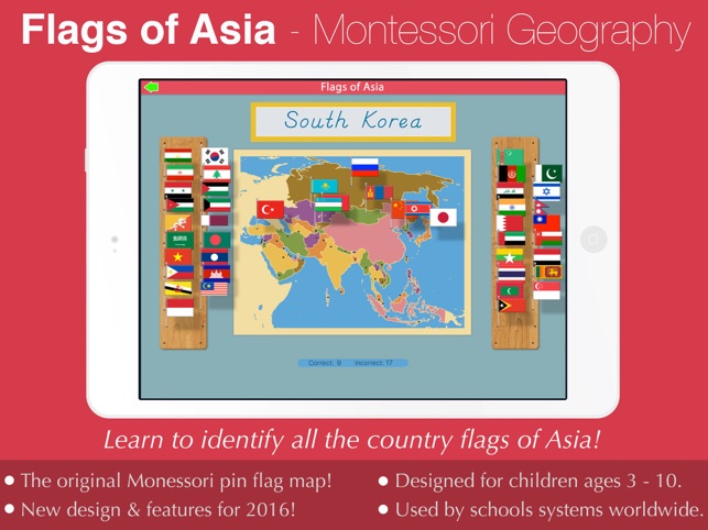 Flags of Asia - Montessori Geography(圖1)-速報App