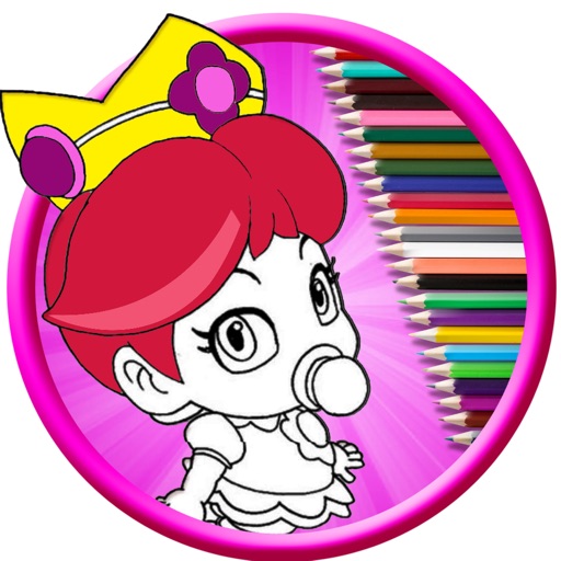 Kids Game Princess Pearl Coloring Page For Baby Icon