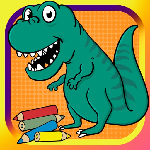 Dinosaur coloring page for kid doodle coloringbook icon