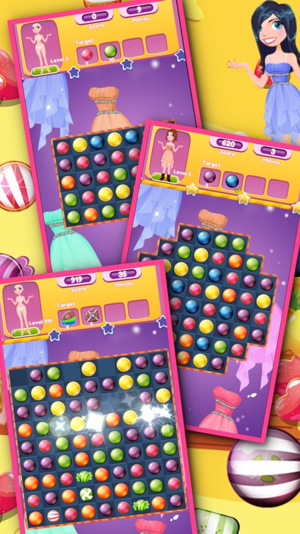 Princess Dress UP Candy Macth 3 Game