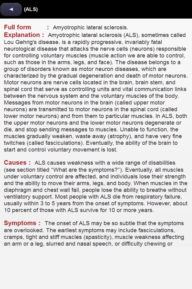 Medical abbreviation screenshot 3