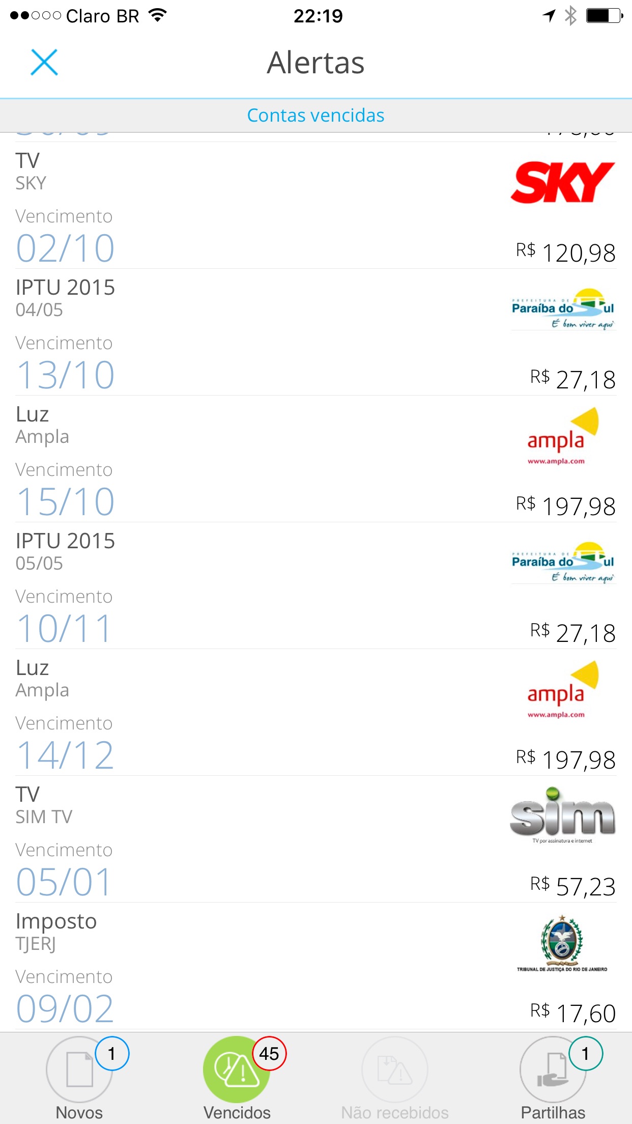 Screenshot do app papelada