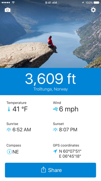 Runtastic Altimeter GPS PRO– Altitude, Elevation, Compass, Weather & Wind Info