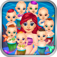 Mommy's Octuplets Newborn Babies - My Mermaid Baby Salon Doctor Game!
