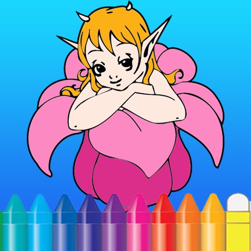 Fantasy elf girl coloring book - Drawing painting for adult Icon