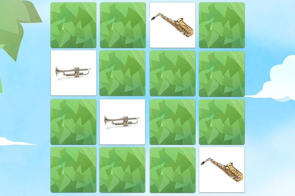 Musical instruments sounds flashcards and matching pairs game for kids and toddlers screenshot 3
