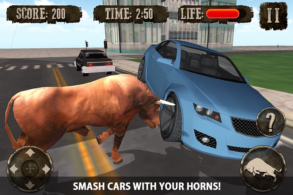 Crazy Angry Bull Attack 3D: Run Wild and Smash Cars screenshot 2