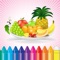 Food coloring book for kids fruit vegetable drawing games