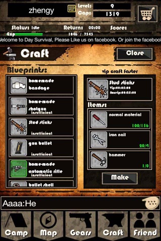 Day Survival - idle game of craft items and kill zombie with friend. screenshot 3