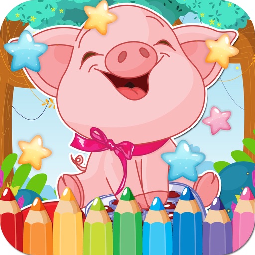 Pig Drawing Coloring Book - Cute Caricature Art Ideas pages for kids Icon