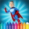 Cartoon Superhero Coloring Book - Drawing for kid free game
