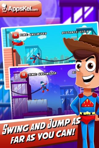 Super Hero Nick's Swing Escape Story - The Rope Rush Games for Free screenshot 2