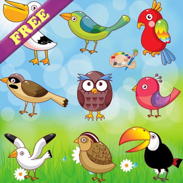 Fargeleggingssider: fugler! - fargelegging bok for småbarn - Gratis