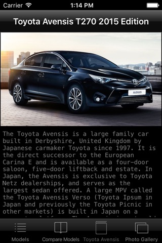 Specs for Toyota Avensis T270 2015 edition screenshot 4