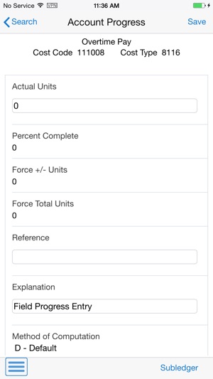 Field Account Progress Entry Smartphone 