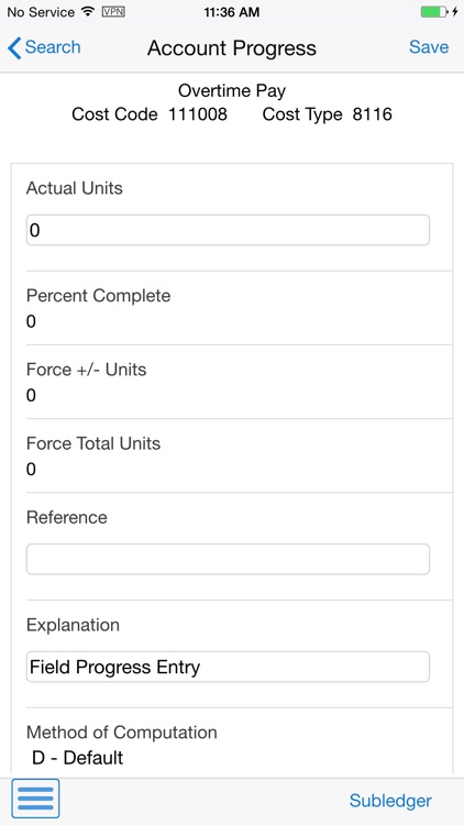 Field Account Progress Entry Smartphone for JDE E1