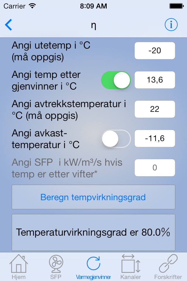 HVAC-calculator screenshot 2