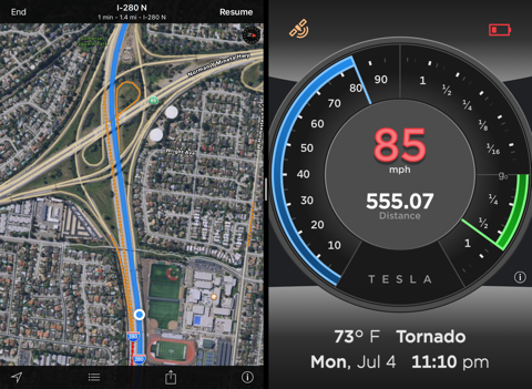 Скриншот из Tesla Dashboard - Speedometer, Acceleration & Brake, Odometer, Weather & Clock