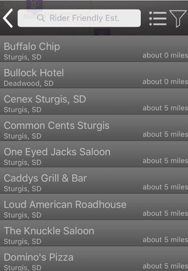 Sturgis Rider Friendly Establishments screenshot 2